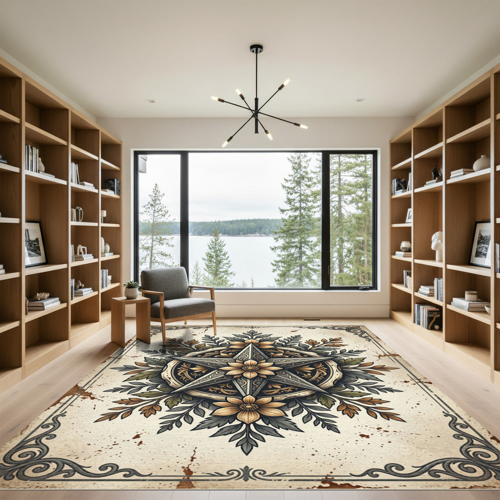Earthy Star Floral Antique Ornament Rug