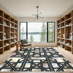 Contemporary Gray Lattice Swirl Rug