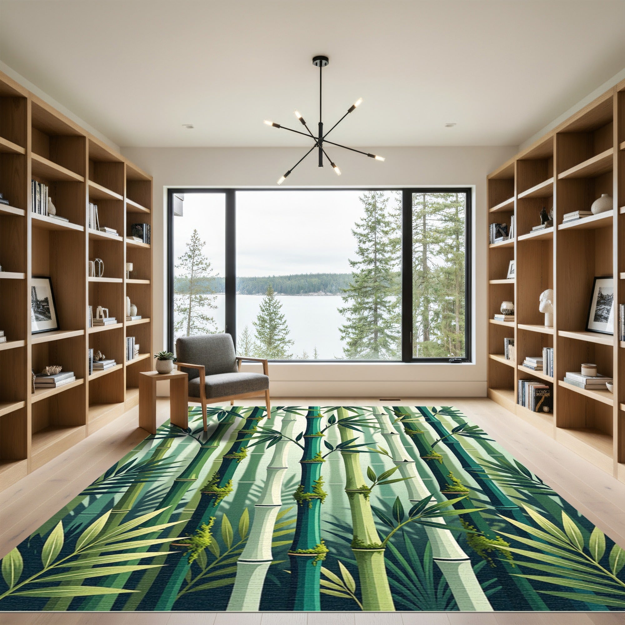 Green Bamboo Forest Foliage Rug
