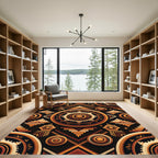 Geometric Golden Ochre Sunburst Medallion Rug