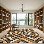 Herringbone Wood Tonality Geometric Parquet Surface Rug