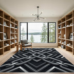 Metallic Interlocking Chain Geometric Slate Rug
