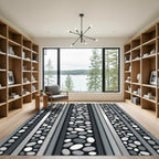 Monochrome Pebble Striped Modern Composition Rug