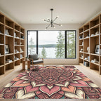 Blush Boho Heart Floral Mandala Rug