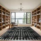 Black Star Houndstooth Composition Rug