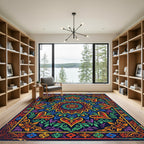 Vibrant Multicolor Floral Mandala Tapestry Rug