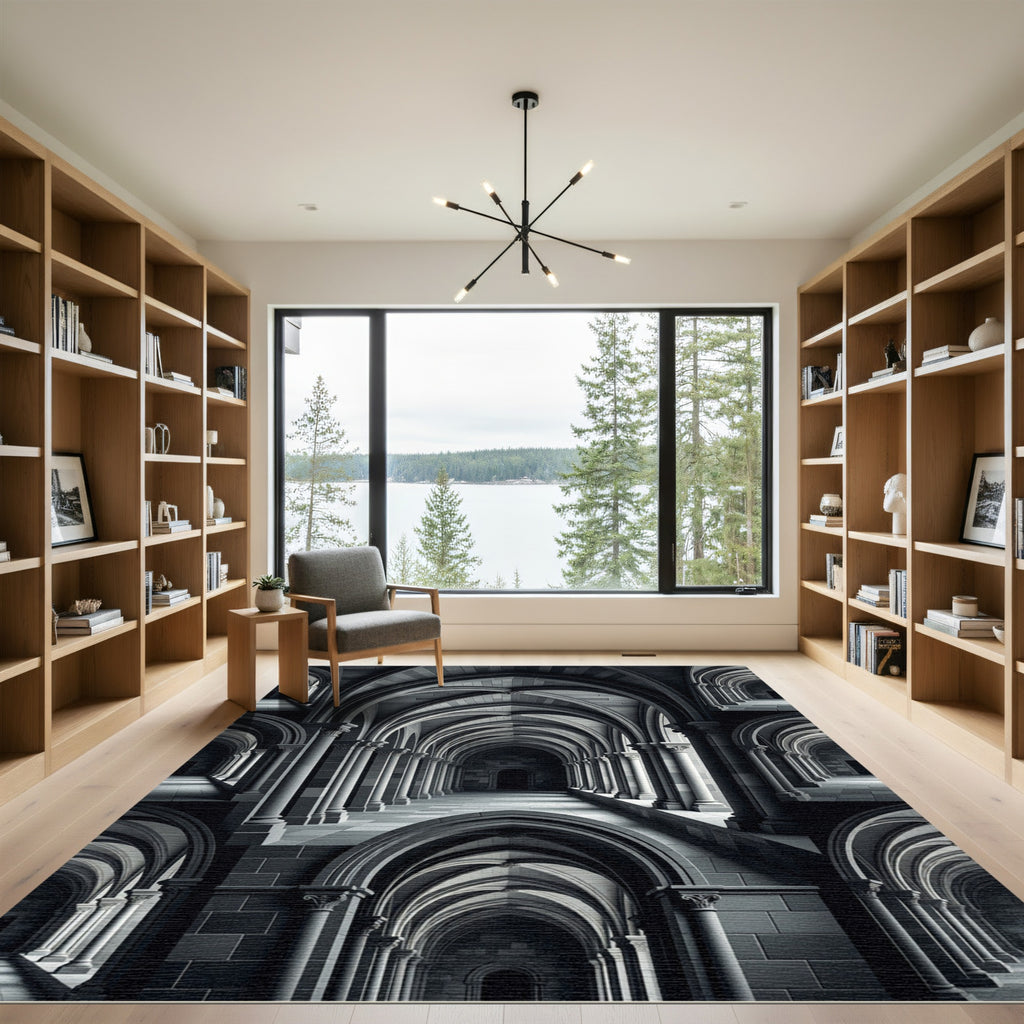 Gothic Stone Archway Corridor Rug