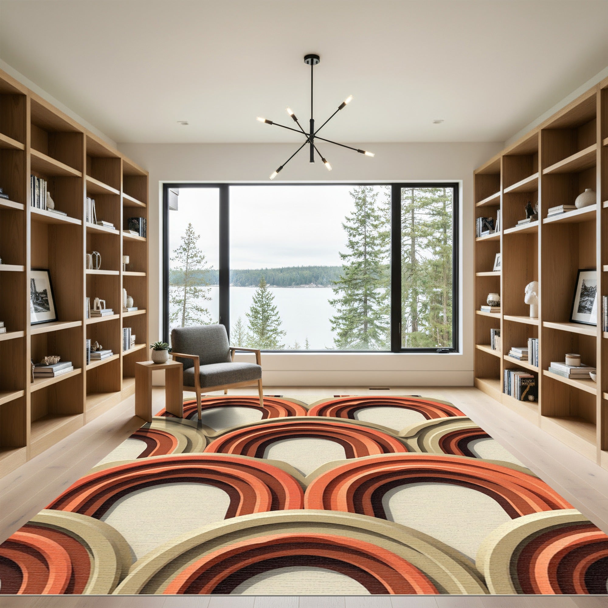 Terracotta Arch Mid Century Geometric Rug