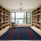 Striking Blue Orange Vertical Lines Rug