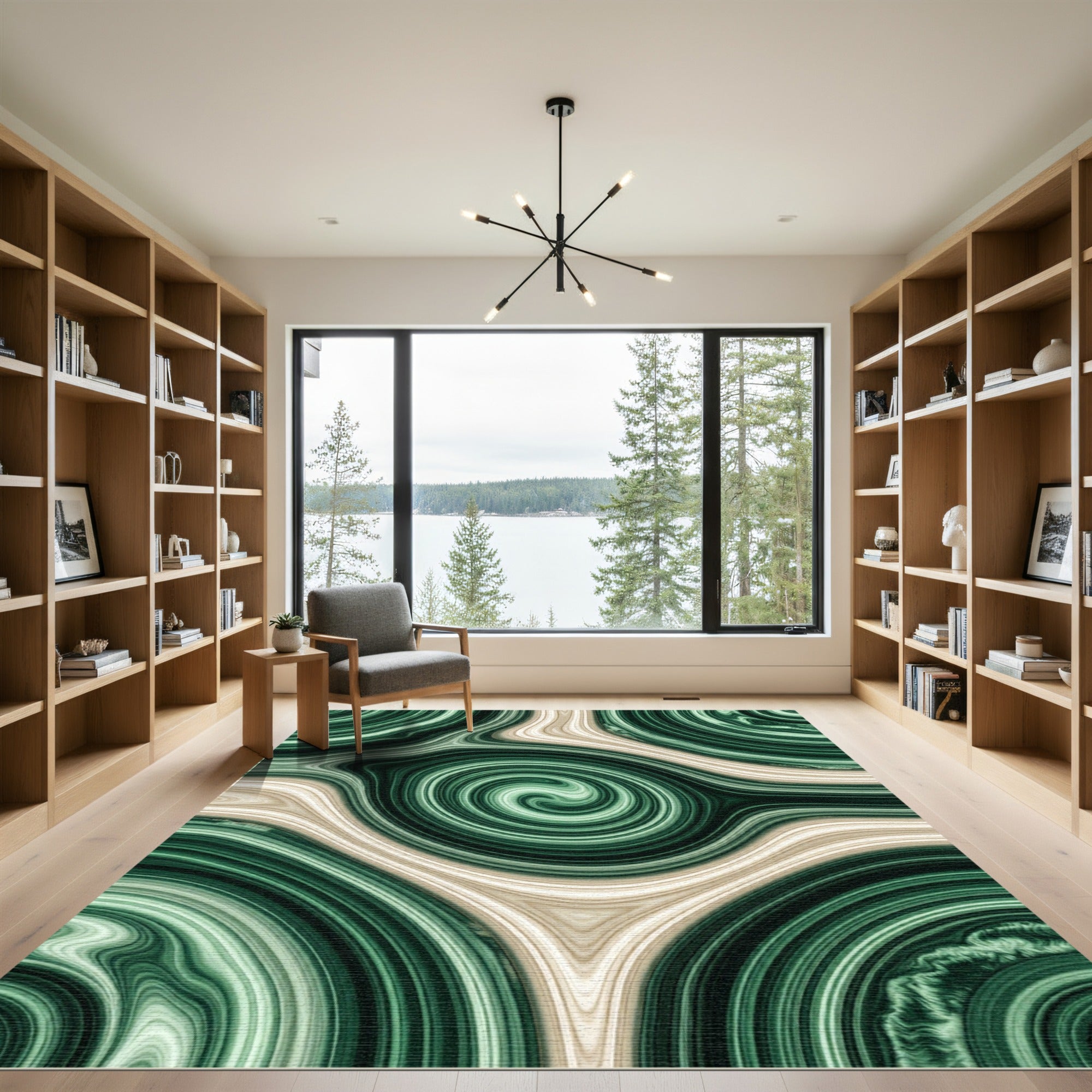 Emerald Green Swirling Agate Rug