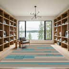 Modern Teal Geometric Stripes Rug