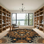 Golden Celestial Mandala Starry Night Rug