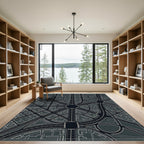 Dark Urban Cityscape Aerial Road Layout Rug