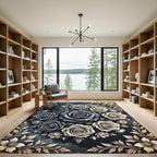 Dark Floral Blossom Arrangement Rug