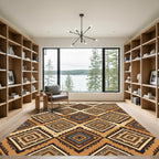 Geometric Earthy Tone Diamond Grid Rug