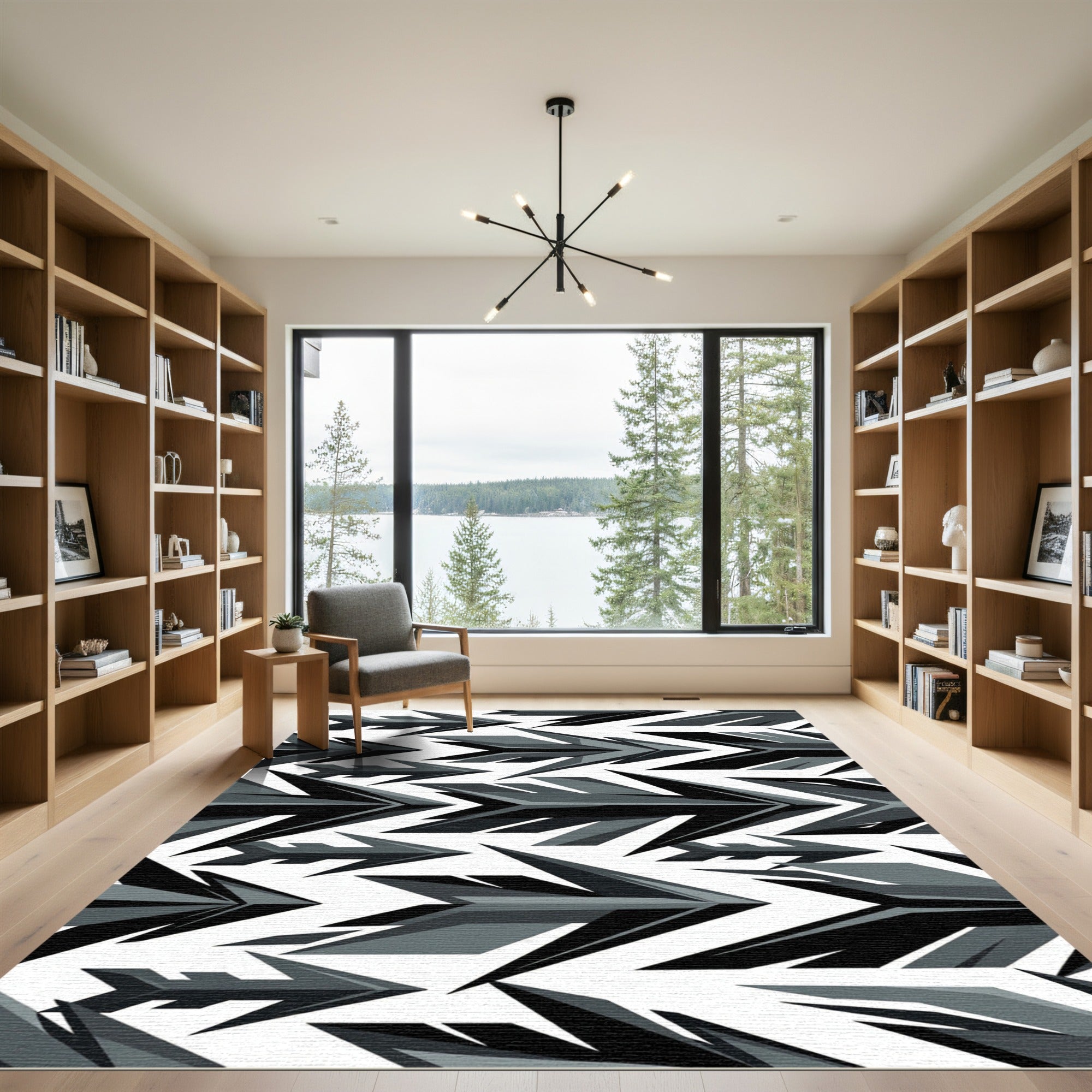 Sharp Monochromatic Geometric Arrow Composition Rug