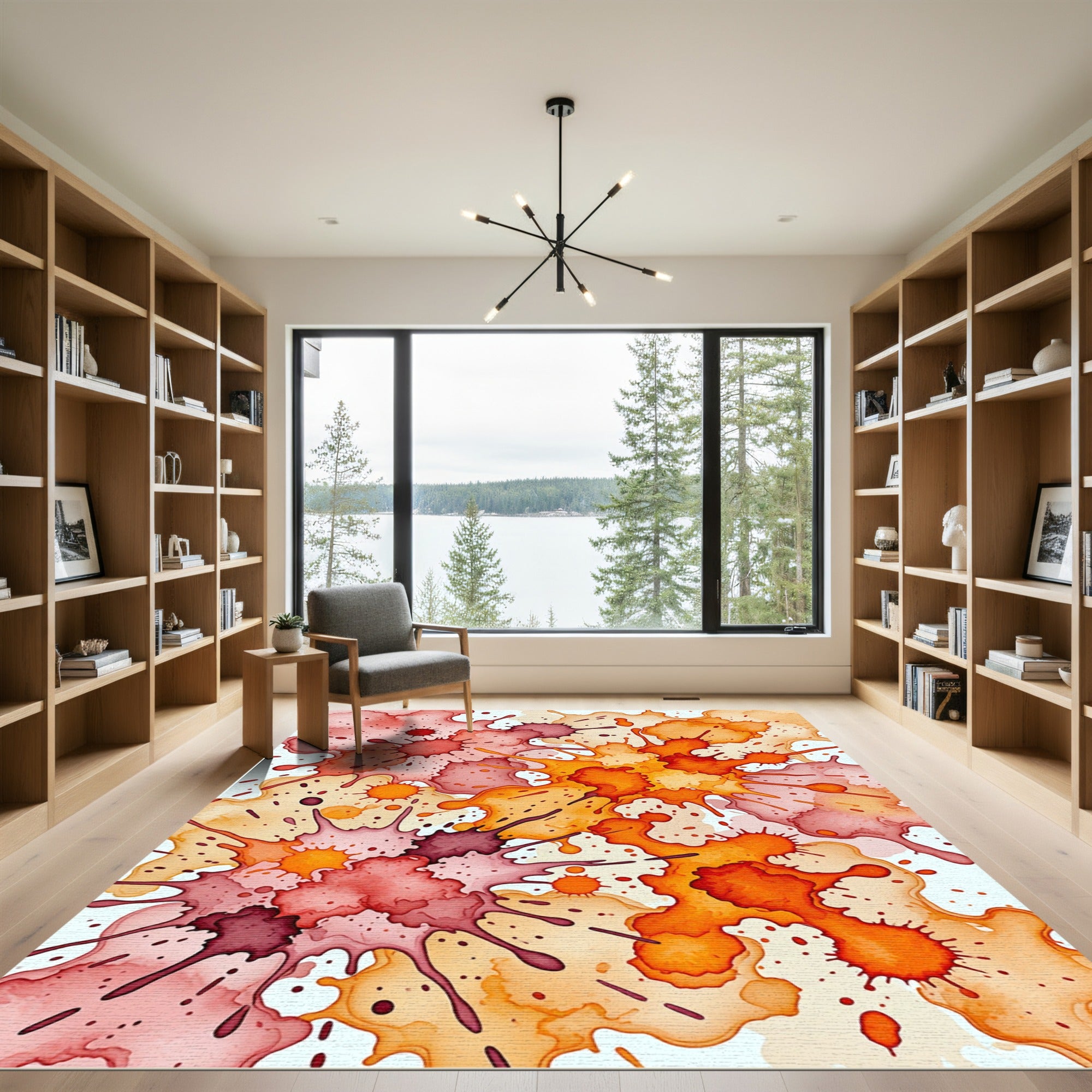 Vibrant Warm Watercolor Ink Splatter Rug