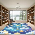 Cute Kawaii Celestial Moon Star Sky Rug