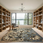 Vintage Floral Swirl Mushroom Motif Rug