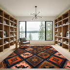 Rustic Desert Camel Geometric Diamond Area Rug