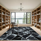 Modern Monochromatic Shattered Geometric Art Rug