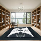 Minimalist Monochrome Basketball Court Graphic Rug