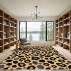 Brown Gold Animal Print Floral Rug