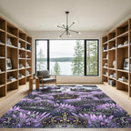 Regal Purple Crown and Star Landscape Rug
