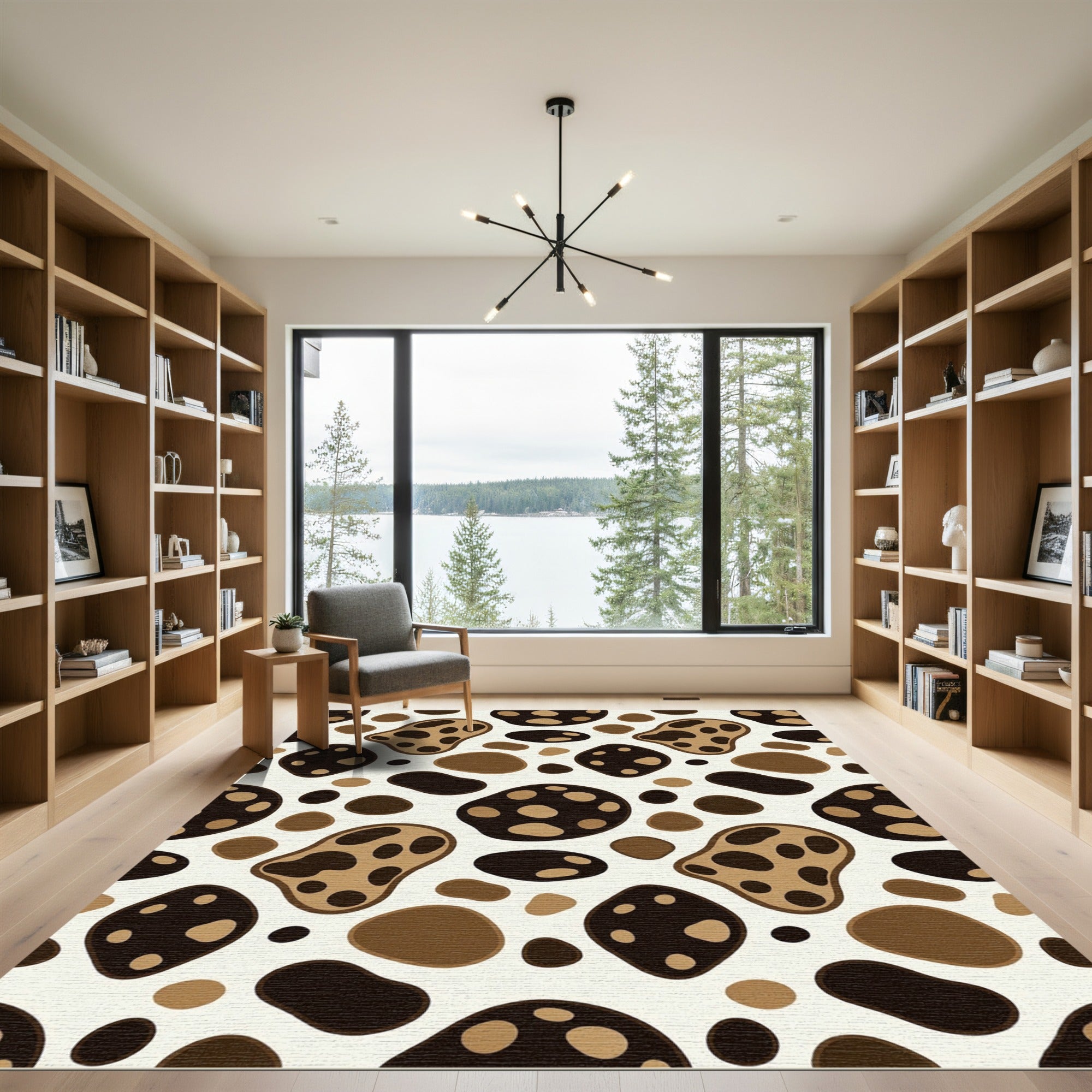 Brown Spotted Organic Shape Rug