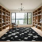 Black White Splatter Texture Rug