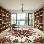 Burnt Orange Floral Starburst Medallion Rug