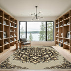 Beige Floral Mandala Ornate Medallion Rug