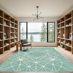 Sage Green Geometric Linear Lattice Rug