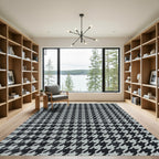 Classic Houndstooth Black Gray Rug