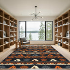 Earthy Orange Geometric Wilderness Camping Decor Rug