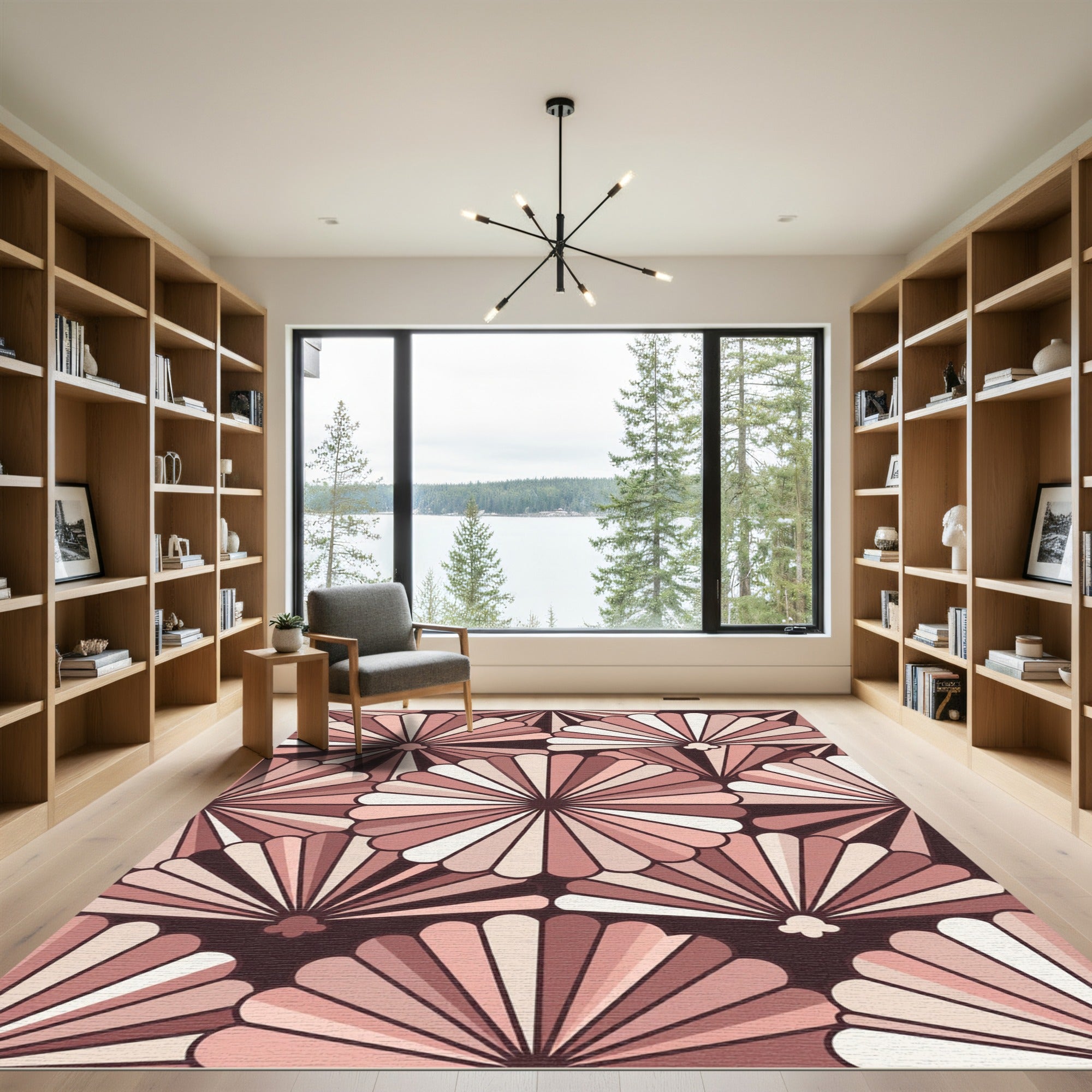 Blush Geometric Fan Petal Art Rug