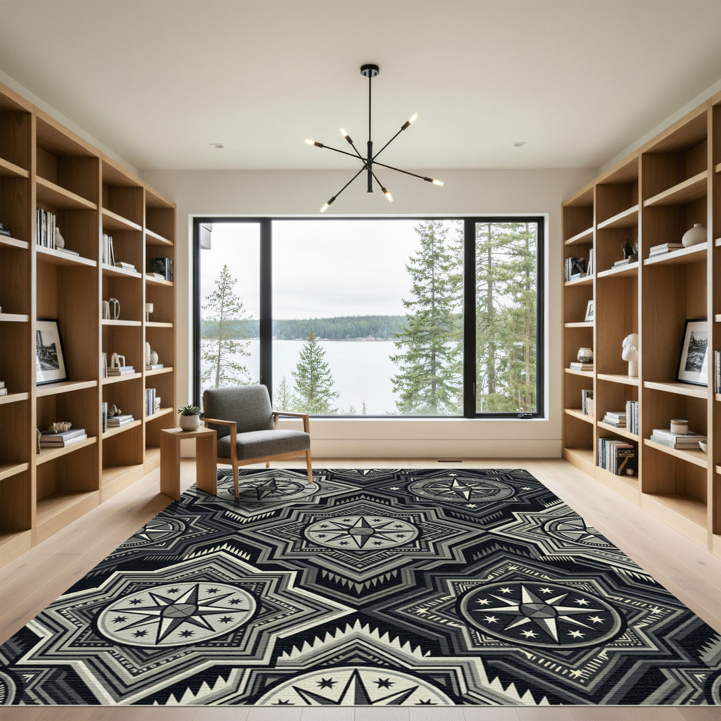 Monochromatic Compass Star Geometric Rug