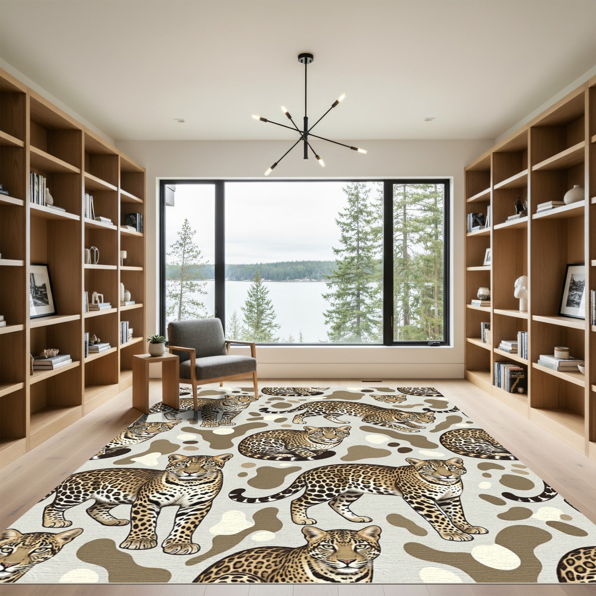 Leopard Spot Animal Print Beige Rug