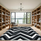 Modern Monochrome Chevron Geometric Abstract Rug