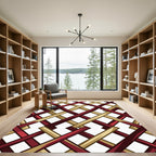 Crimson Gold Intertwined Lattice Rug