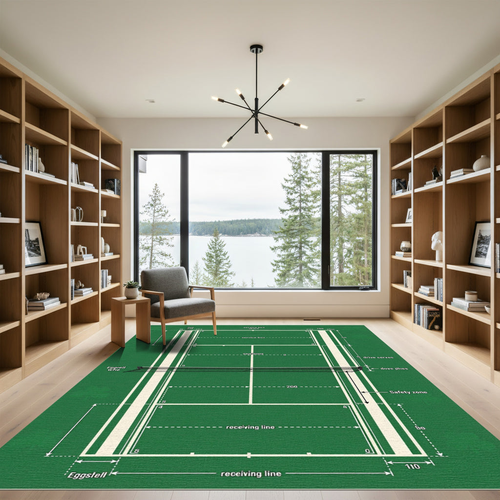 Emerald Green Tennis Court Graphic Rug