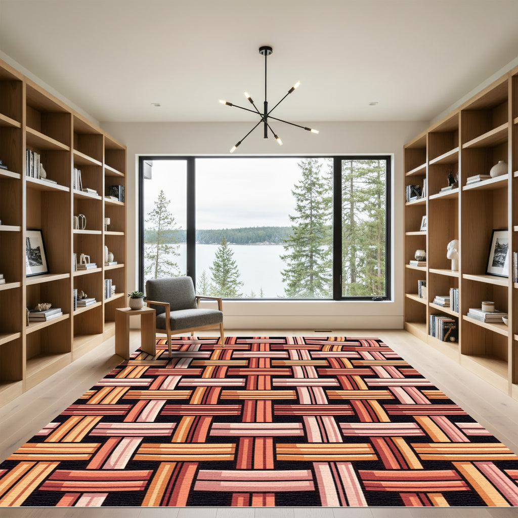 Warm Earthy Tones Woven Texture Rug