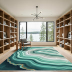 Aqua Teal Agate Swirl Rug