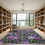 Purple Floral Lattice Garden Rug