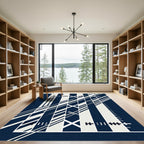 Minimalist Navy Dark Geometric Linear Rug