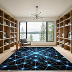 Electric Blue Cybernetic Star Network Rug