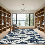 Jungle Dinosaur Landscape Slate Grey Rug