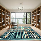 Teal Coral Plaid Gradient Overlay Rug