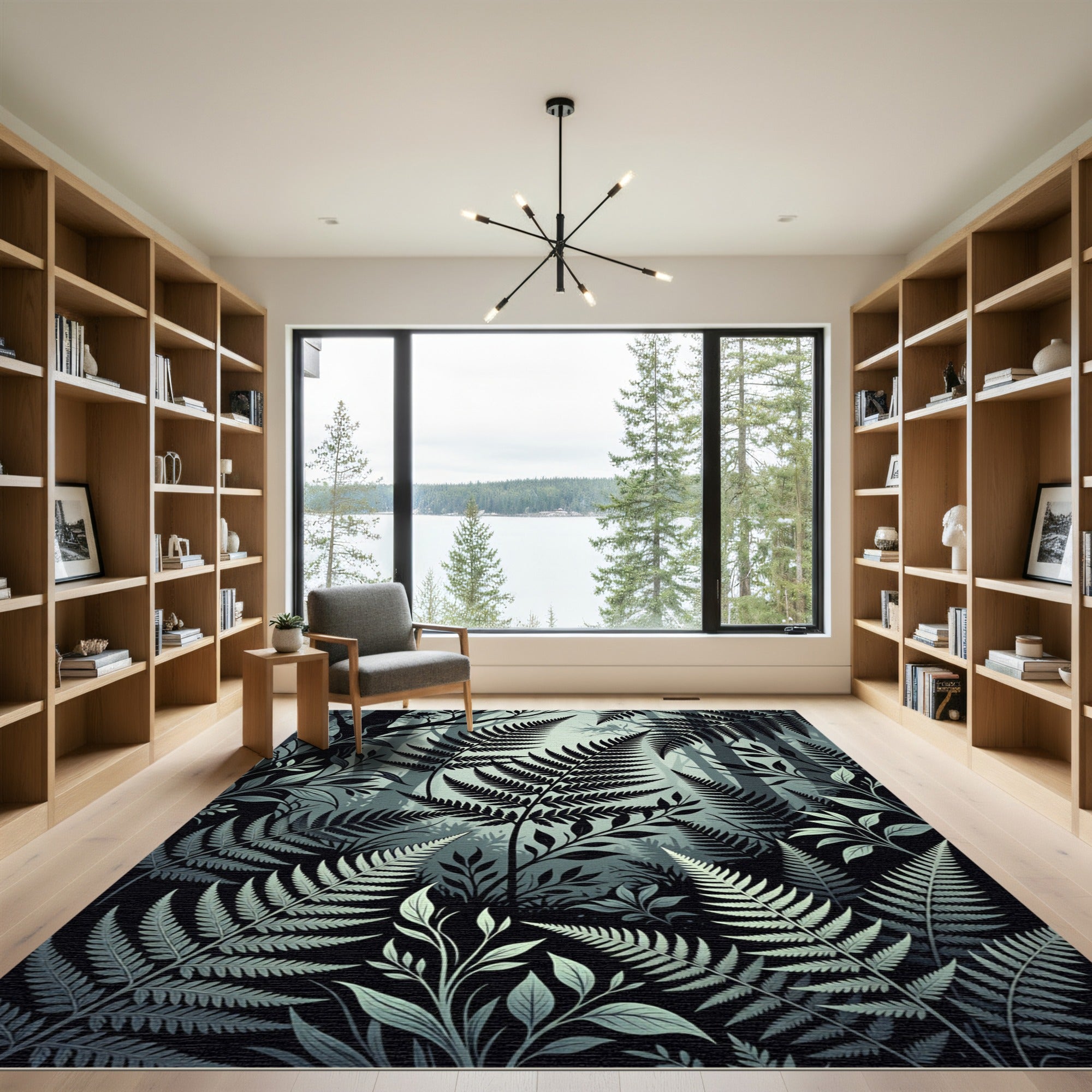 Mist Forest Botanical Fern Shadow Rug