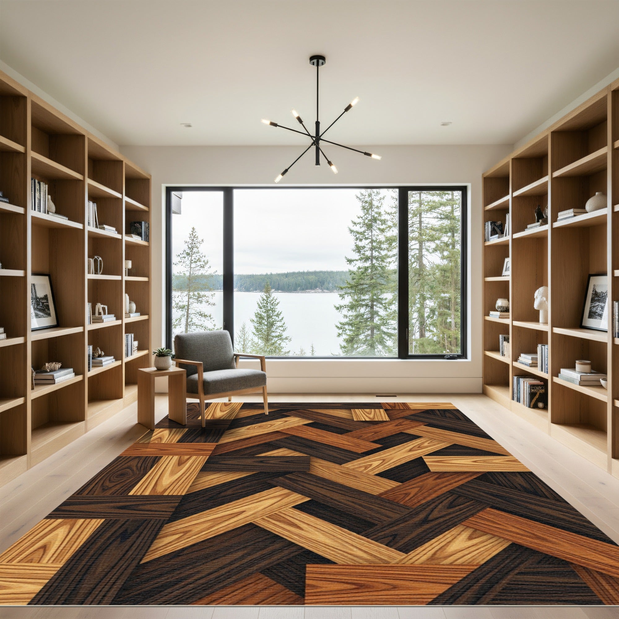 Wood Grain Parquet Weave Rug